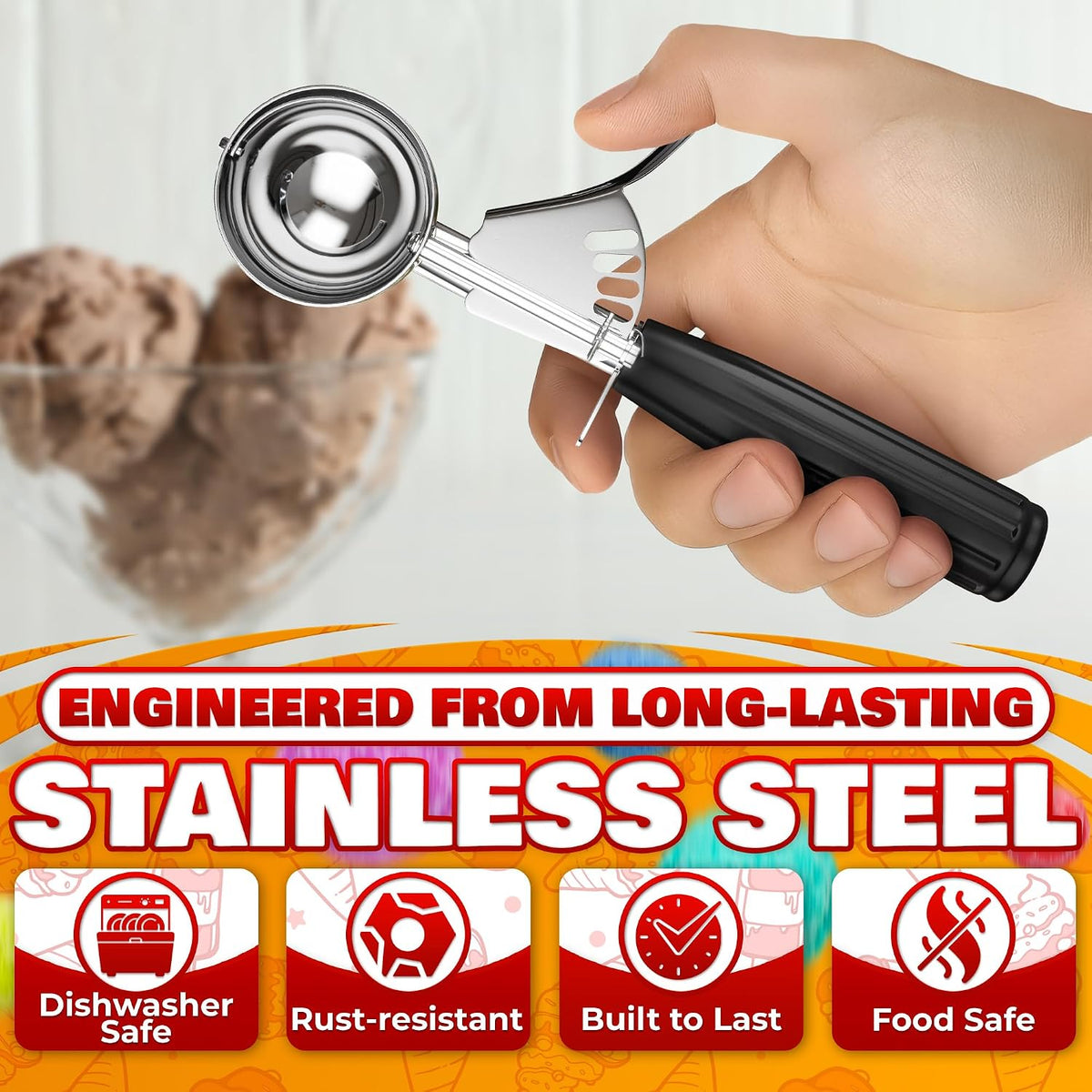 Cookie Scoops for Baking, Stainless Steel in #16, #20, #30