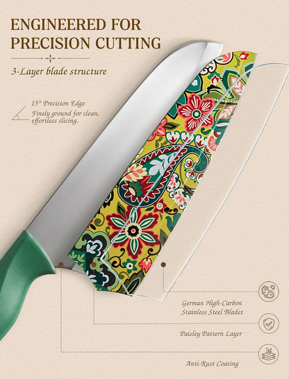 Astercook Paisley Pattern Knife Set with Cover
