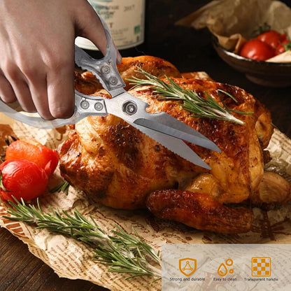 Heavy Duty Sharp Kitchen Scissors, Dishwasher Safe, Cooking Shears for Meat, Chicken, Fish, Poultry, Herb, Bread (Red)
