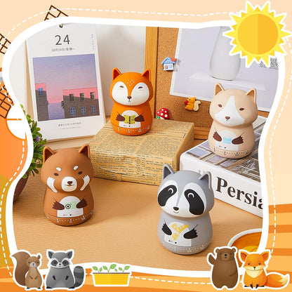 Amylove 4 Pcs Cute Mechanical Kitchen Timer Forest Animals 60 Minutes