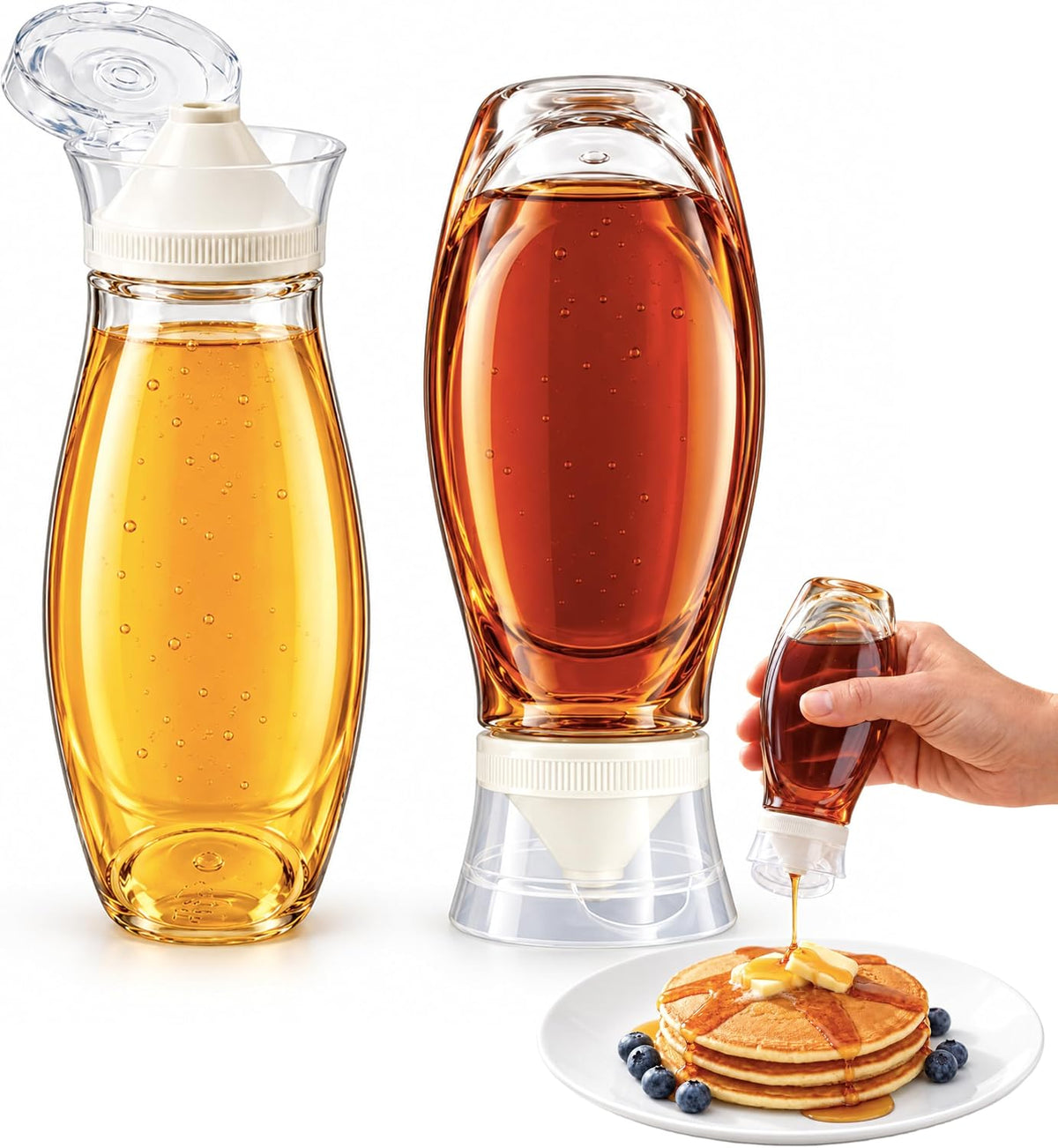 Syrup Dispenser, 2 Pack 8.5 oz No-Drip Honey Bottles
