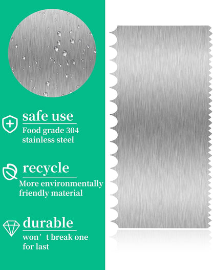 8.6 Inch Metal Cake Scraper Smoother, Edge Side Jagged Comb for Cream