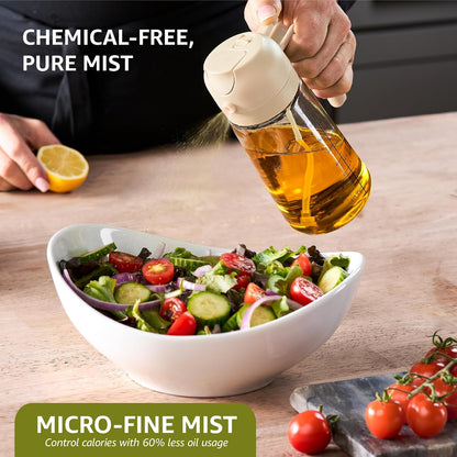 FineDine 16 oz Glass Olive Oil Sprayer for Cooking, Oil Dispenser, Green