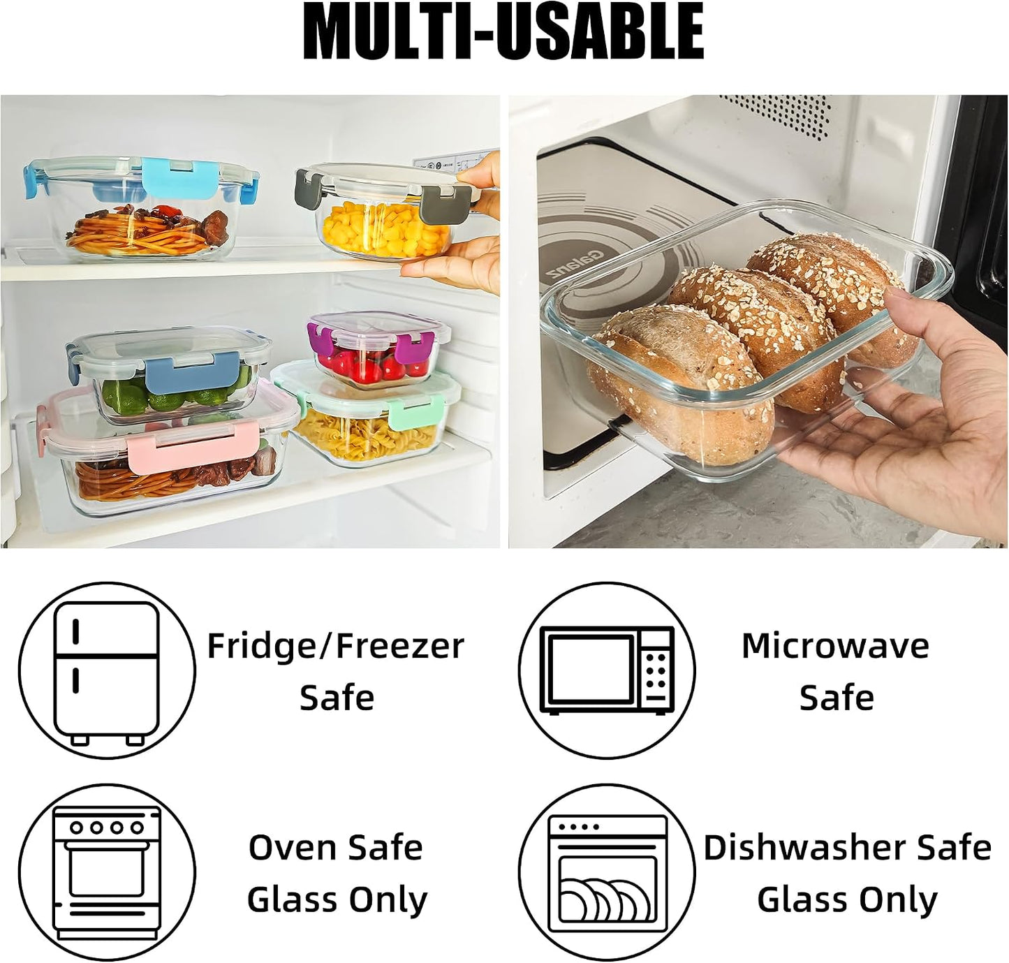 12 Pack Glass Food Storage Containers Set, Glass Meal Prep Containers with Lids, Airtight Lunch Containers, Dishwasher Safe, purple