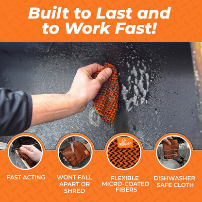 Proud Grill Company Q-Swiper 2-Minute Miracle Grill & Grate Cleaner with Scrub Clean Cloth - Father Day Gifts, Degreaser Spray for BBQ, Oven, Stove, Kitchen Tops & Surfaces, Grate & Grease Remover