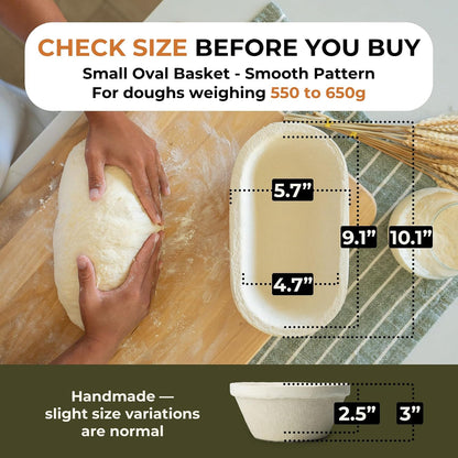 Bulka Sourdough Banneton Bread Proofing Basket 11.4" Oval Groove 750g
