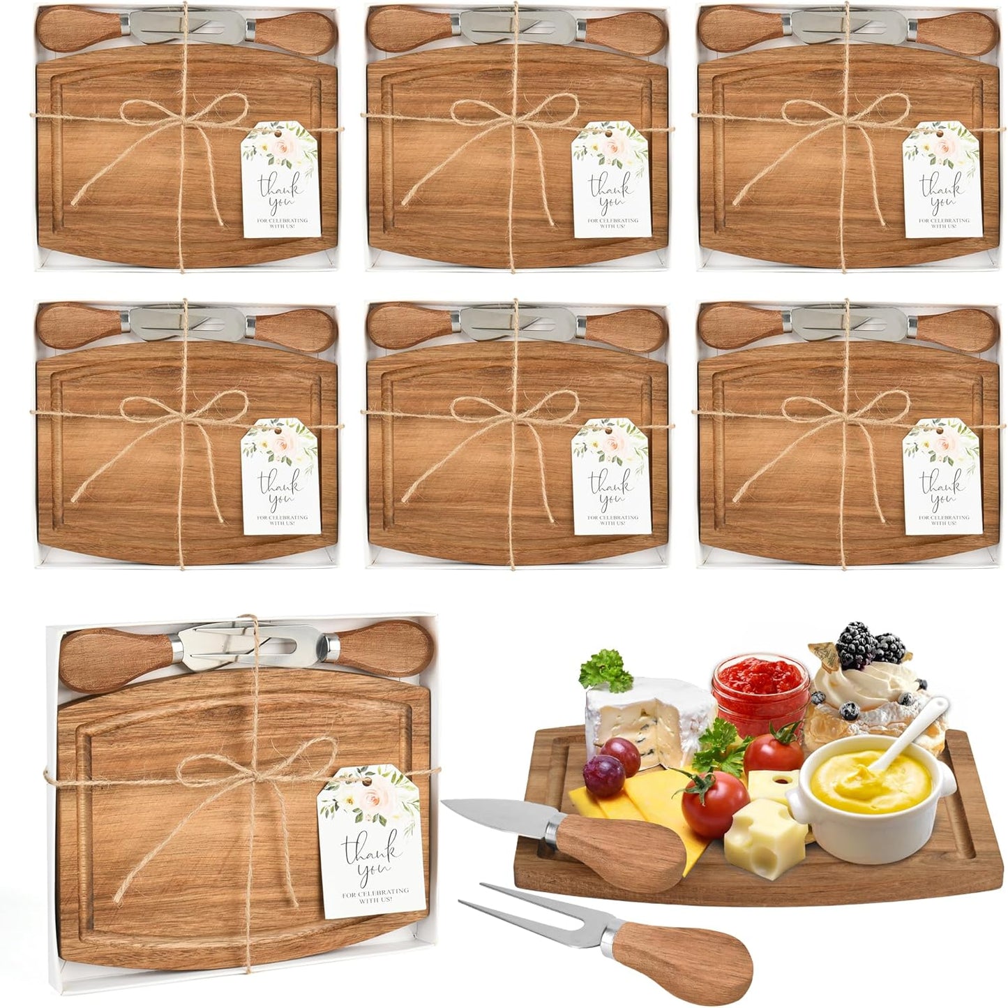 6 Set Baby Shower Prizes For Game Winners Adults,Baby Shower Wedding Favors For Guests,Bridal Shower Gifts,Bamboo Mini Cheese Boards Charcuterie Boards,Thank You Gift Bulk(Acacia, 6)