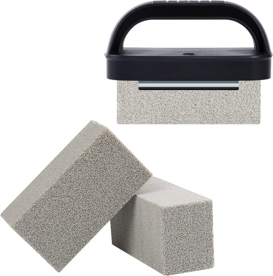 Blackstone Griddle Cleaning kit 16 Pcs, Heavy Duty Grill Cleaning Stone Bricks with Handle,Griddle Scrubber Scouring Pads with Handle and 6" Grill Scraper,Griddle Cleaner Brush Set for Flat Top