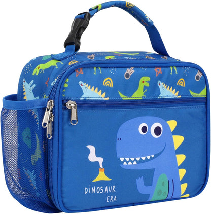 Bagseri Kids Lunch Bag Boys - Thermal Insulated Lunch Box Tote with Water Bottle Holder, Reusable Leak-Proof Kids Lunch Box for Daycare & School, Black Dinosaur (Containers Not Included)