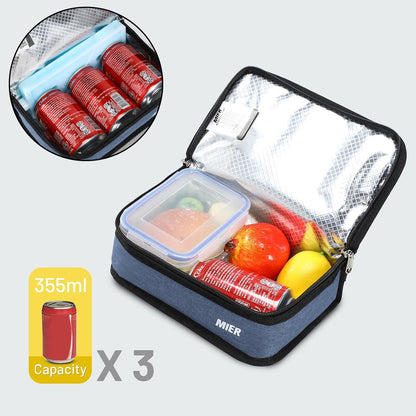 MIER Small Lunch Bag for Kids & Adults Compact Insulated Lunch Box Portable Thermal Mini Cooler for Work School Travel, Bluesteel