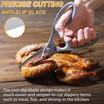 Kitchen Scissors Heavy Duty Ultra Sharp Multi-Purpose Kitchen Shears Stainless Steel Micro-Serrated Detachable Food Scissors for Chicken Poultry Meat Fish Herbs with Non-Slip Safe Grip