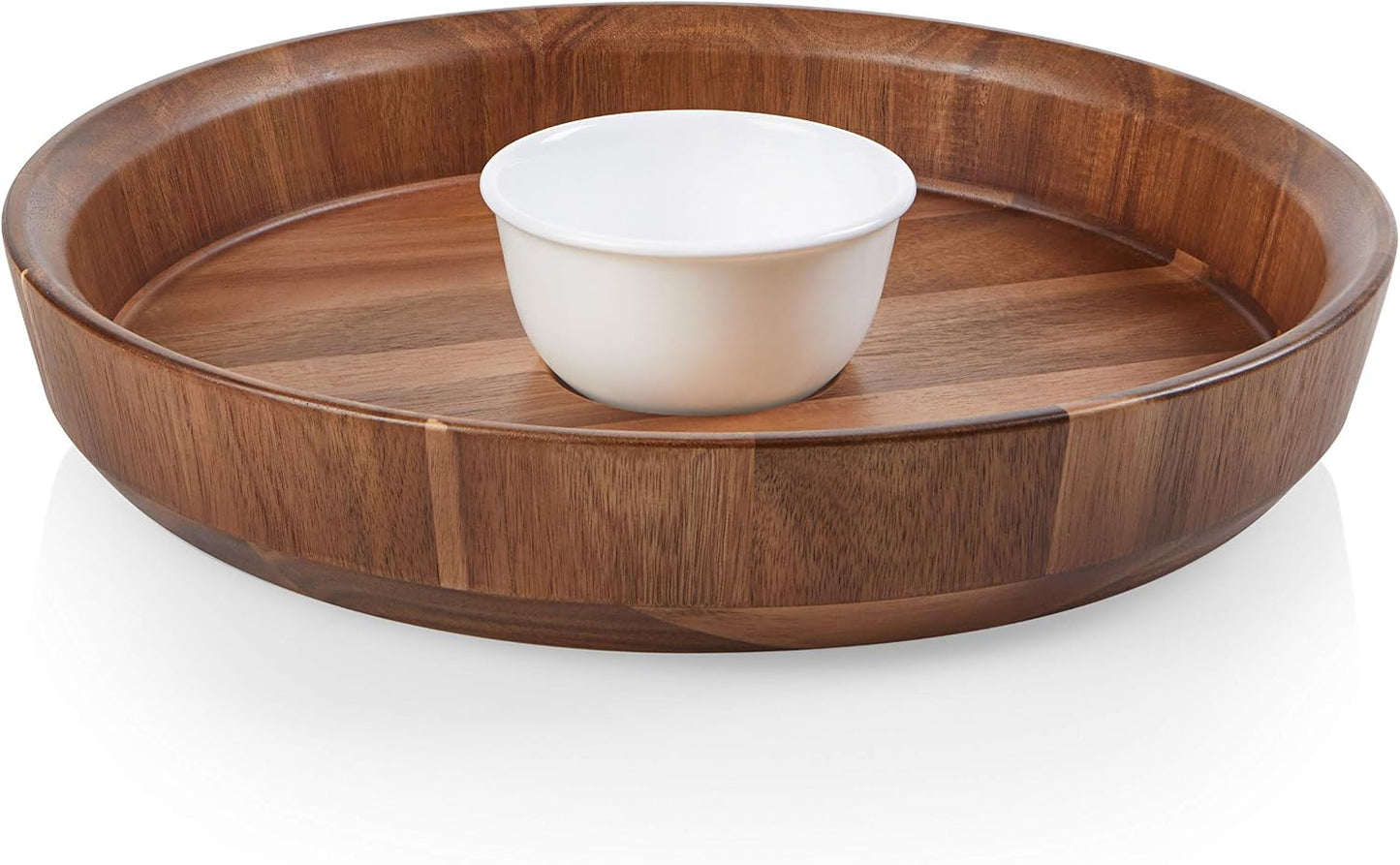 Corelle Vitrelle Coordinates 2-Pc Cheese Board with Bowl Serving Set,Charcuterie Platter with Bowl, Dip Bowl and Long Serving Board Set,Triple Layer Glass Bowls are Dishwasher and Microwave Safe,White
