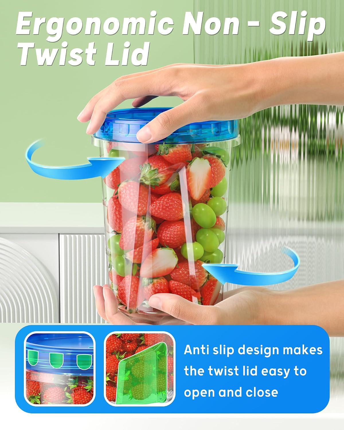 BiuLeon 6 Pack-17oz Freezer Storage Containers, Plastic Food Storage Containers with Twist Top Lids, BPA Free and Reusable Soup Containers with Lid, Microwave and Dishwasher Safe