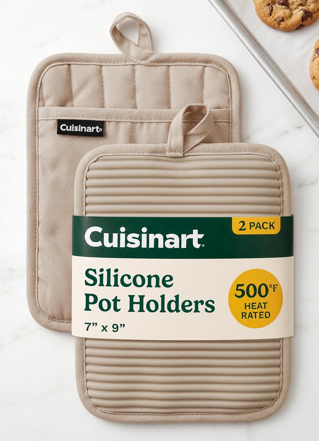 Cuisinart Silicone Pot Holders, Set of 2 7"x9", Heat Resistant 500F