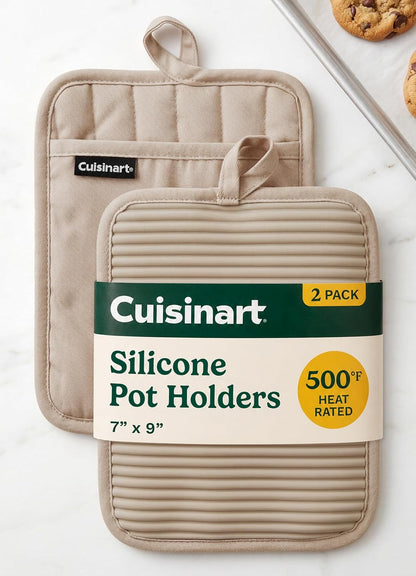 Cuisinart Silicone Pot Holders, Set of 2 7"x9", Heat Resistant 500F