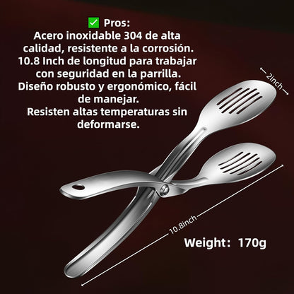 Kitchen Metal Tongs, 304 Stainless Steel | Heat-Resistant 600C, For Food, Steak, Bread, Pizza, Salads, BBQ, Stable Clamping and Flipping Performance, multi function