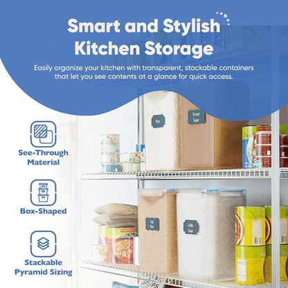 Chef's Path Extra Large Airtight Food Storage Containers with Lids, Pack of 2, 6.5L, 220Oz, Airtight Kitchen and Pantry Bulk Canisters for Flour, Sugar, Rice, and Baking Supplies - Transparent