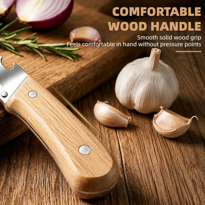 2 Pack Vegetable Peeler, 3 in 1 Multifunctional Veggie Peeler with Wooden Handle, Stainless Steel Blade Potato Carrot Fruit Peeler with Julienne Shredder & Bottle Opener Kitchen Gadget