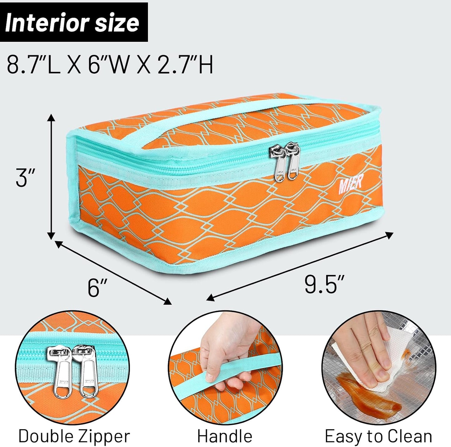 MIER Small Lunch Bag for Kids & Adults Compact Insulated Lunch Box Portable Thermal Mini Cooler for Work School Travel, Bluesteel
