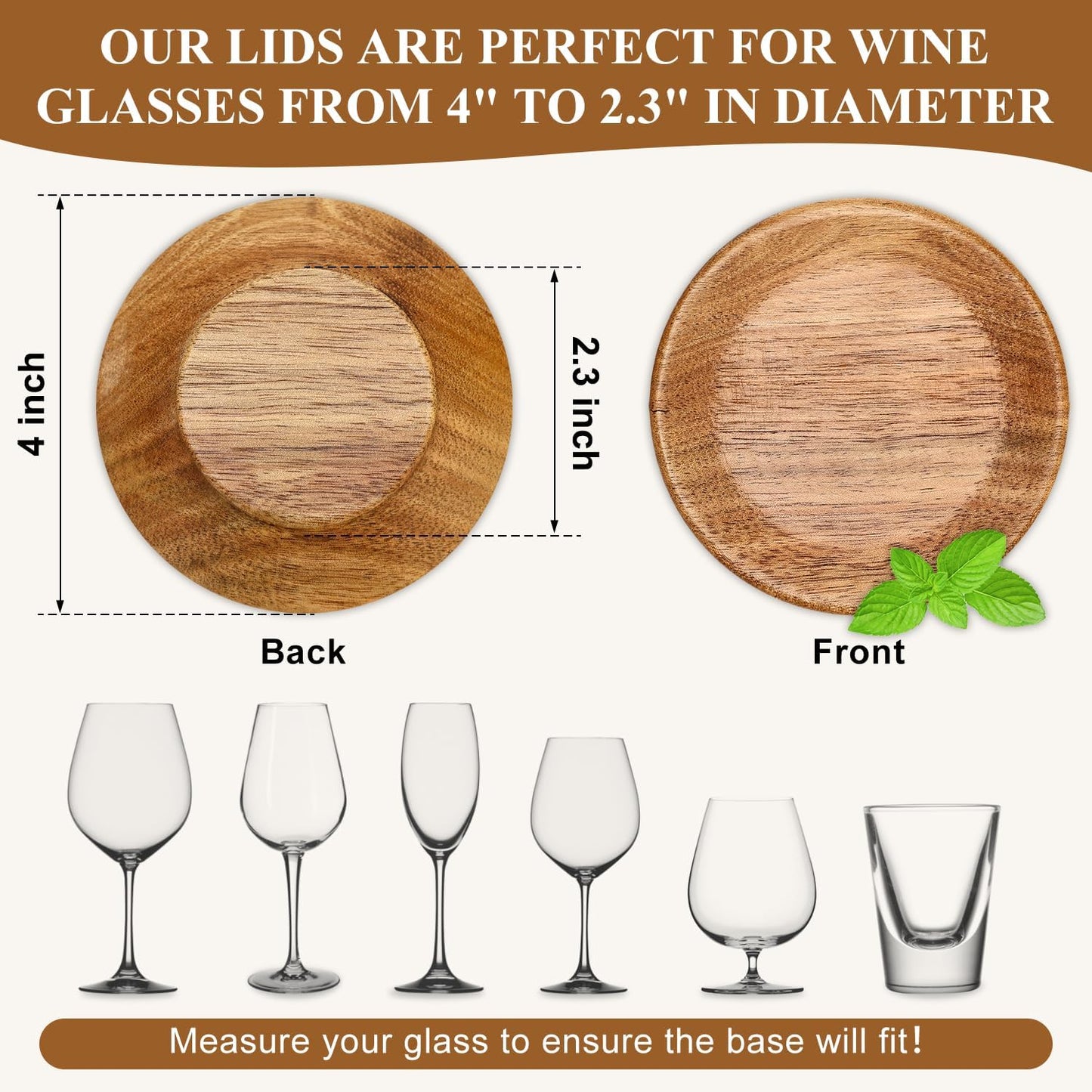 10 Pack Acacia Wood Wine Glass Charcuterie Topper Gift Set Mini Wooden Charcuterie Board for Wine Toppers Mug Cover Cup Lids Small Bamboo Appetizer Plates Glass Coaster Accessories Drink Covers