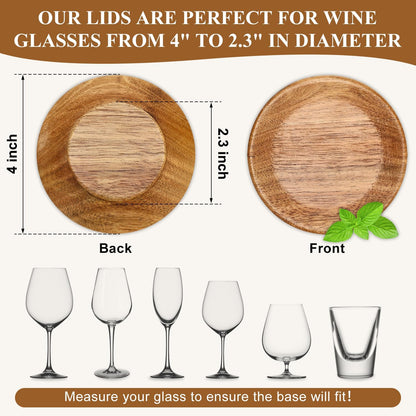 10 Pack Acacia Wood Wine Glass Charcuterie Topper Gift Set Mini Wooden Charcuterie Board for Wine Toppers Mug Cover Cup Lids Small Bamboo Appetizer Plates Glass Coaster Accessories Drink Covers