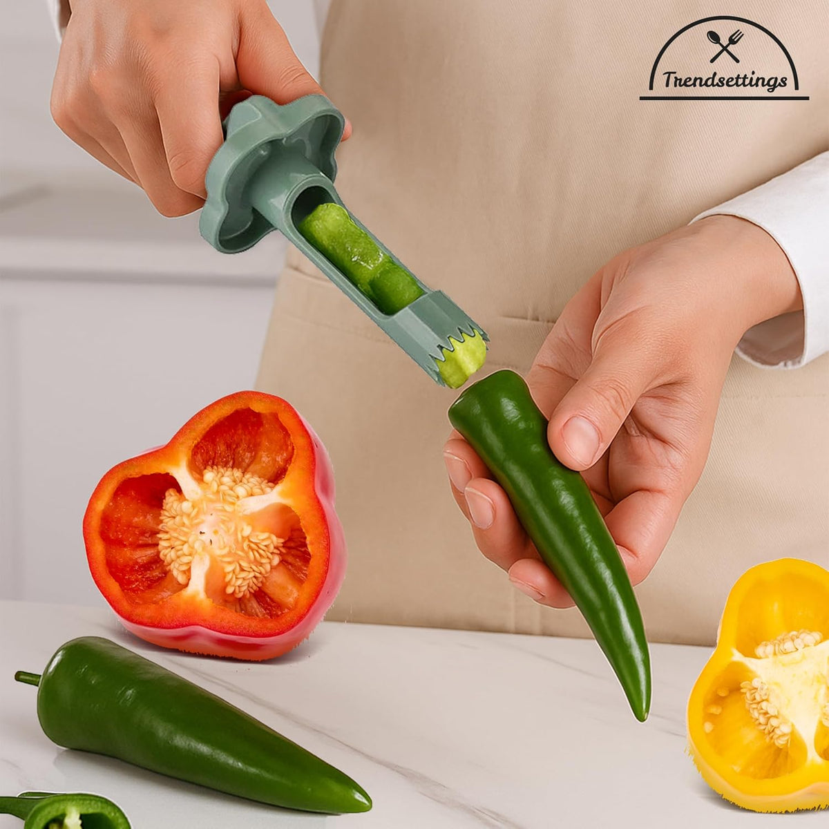 Pepper Corer Tool Seed Remover and Pepper Seed Core Remover Vegetable Core Remover and Corer Tool Kitchen for Jalapenos, Bell Peppers
