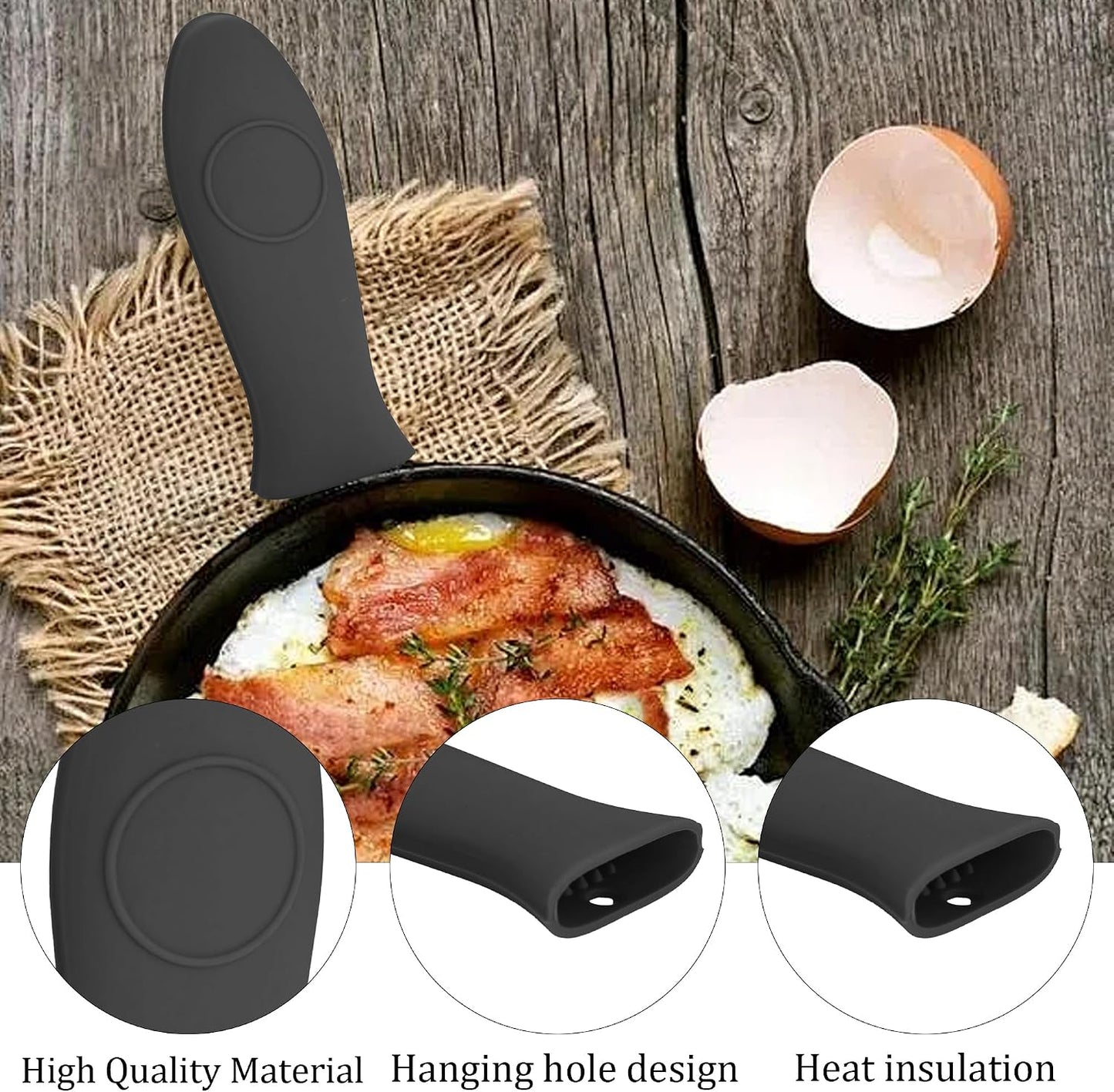 3PCS Red Silicone Hot Handle Holder for Cast Iron Skillets, Heat Resistant Handle Covers for Frying Pans Griddles Metal Cookware, Non-Slip Pot Holder Sleeves