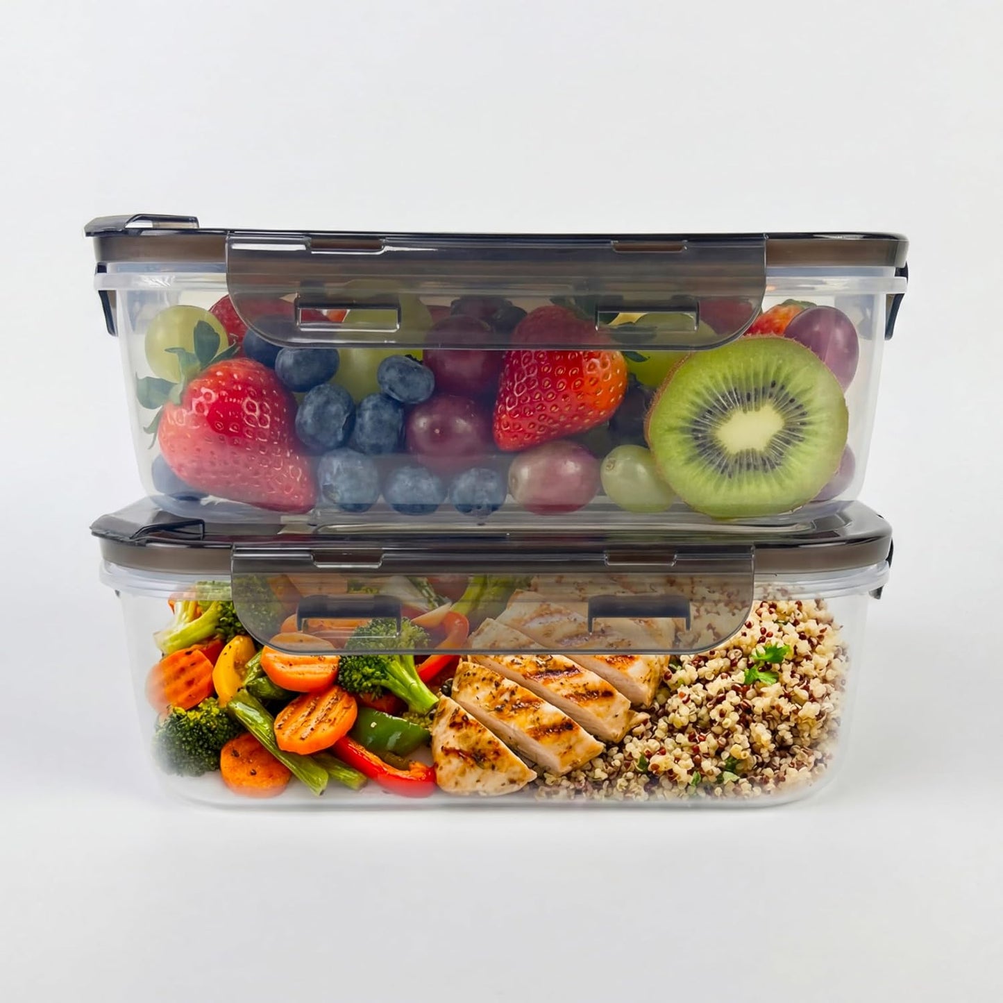 Compartmentalized Plastic Airtight Food Storage Containers with Vented Lids, 3-Compartment Design, BPA-Free, 5-Pack (5.5 Cups Each) for Meal Prep and Portion Control