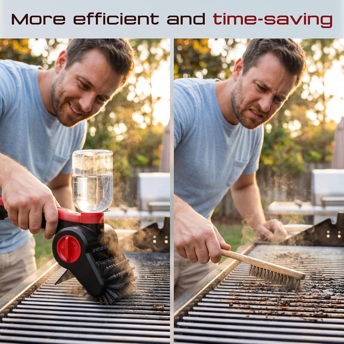 Electric Grill Brush, 100W High Power Cordless BBQ Cleaner with 300ml Water Spray Tank, IPX8 Waterproof Automatic Scrubber for Gas Charcoal Grills, 2-Speed Rechargeable Power Brush with Scraper