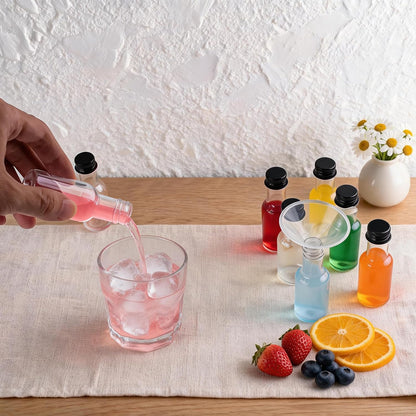 100 Pcs Mini Liquor Bottles Plastic Mini Salad Dressing Bottle Christmas Small Shooter Alcohol Holders with Cap Wine Hot Sauce(0.8 Oz,Black)