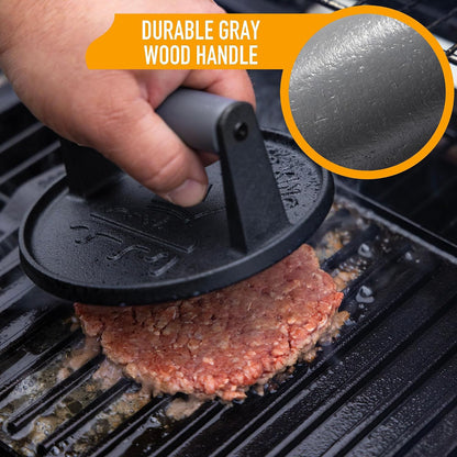 Premium Cast Iron Smash Burger Press incl. 25 Patty Paper
