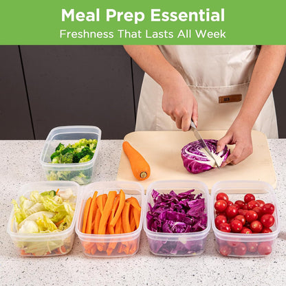 10-Pack Food Storage Containers with Airtight Leakproof Lids, BPA-Free Meal Prep Containers for Microwave/Dishwasher/Freezer, Green, 47.3oz Each