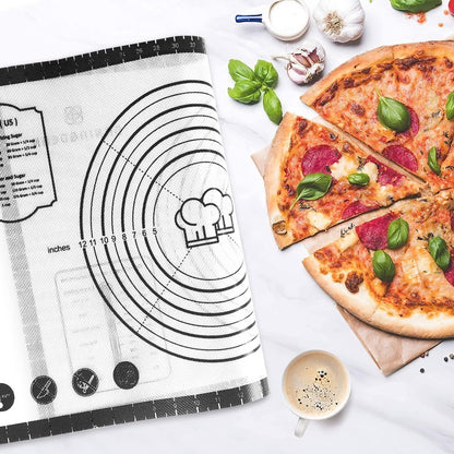 Silicone Baking Mat,28" x 20" Extra Thick Large Non Stick Sheet Mat with Measurement Non-slip Dough Rolling Mat,Reusable Food Grade Silicone Counter Mat for Making Cookies,Macarons,Bread and Pastry