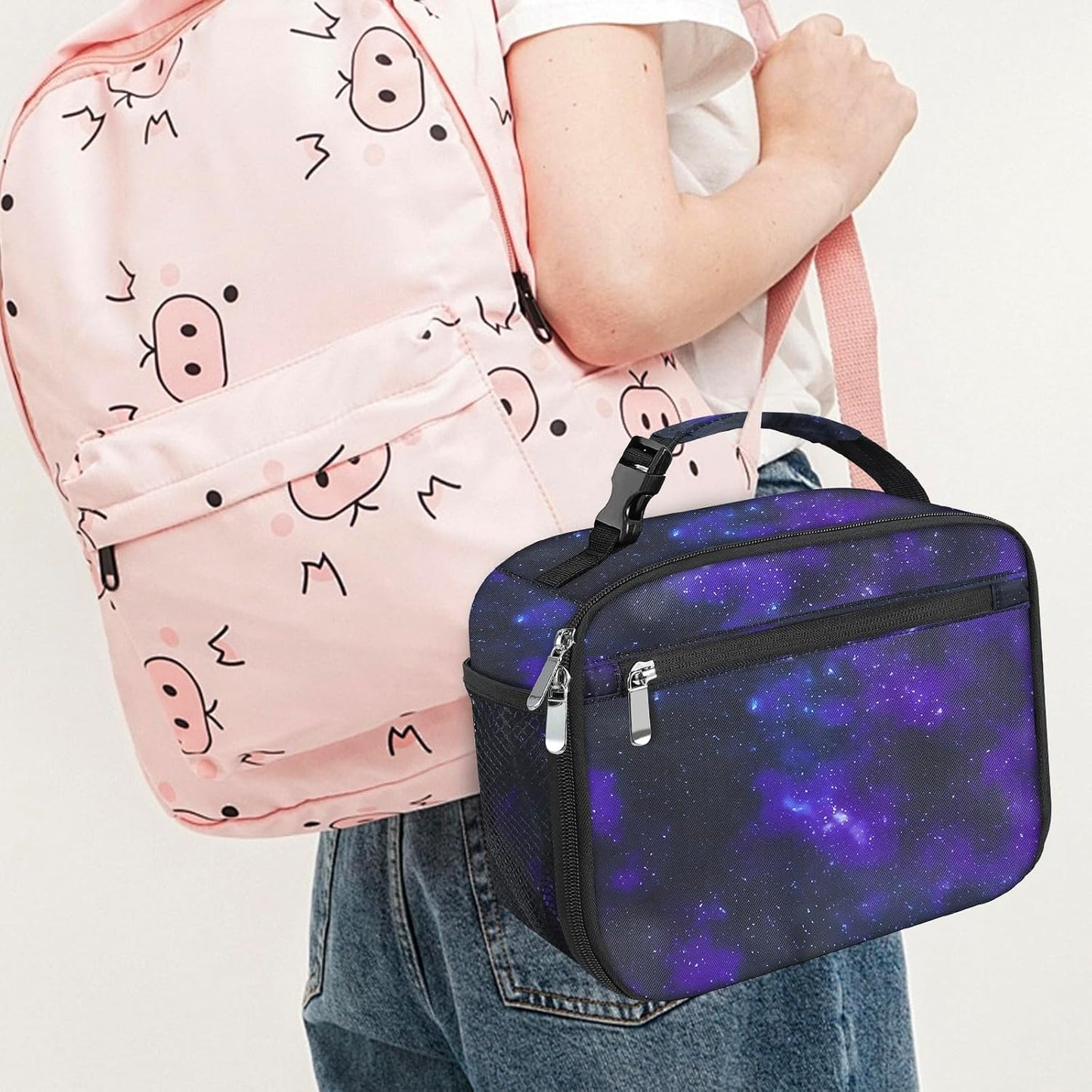 Kids Lunch Box for Boys Girls Lunch Bag Insulated Durable Lunchbox Children Lunch Tote Bag for School Black