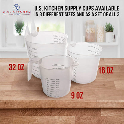 U.S. Kitchen Supply Plastic Measuring Cups with Handles - 16 oz (500 ml)