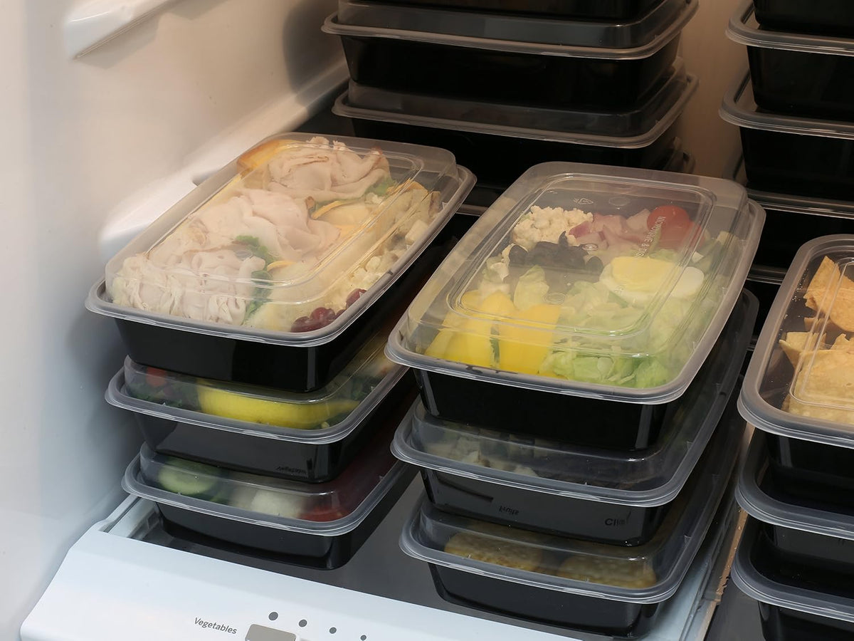 Simple Houseware 16 Pack 28-oz 1-Compartment Meal Prep Container, BPA-Free | Reusable BPA-Free Stackable Bento Box - Microwave, Freezer & Dishwasher Safe