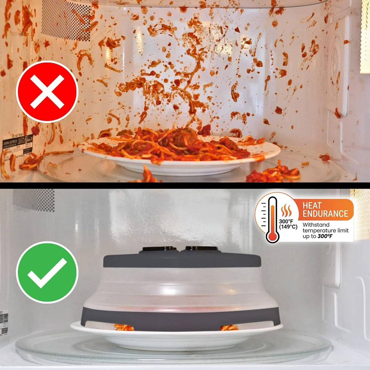 HOVER COVER Magnetic Microwave Splatter Cover - 12-Inch Collapsible - Gray