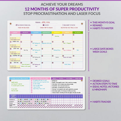 Fridge Calendar Acrylic 17x12”, Start Monday | Magnetic Calendar for Refrigerator | Acrylic Dry Erase Whiteboard Calendar for Fridge | Family Schedule Board with 5 Markers & Eraser by Freedom Mastery