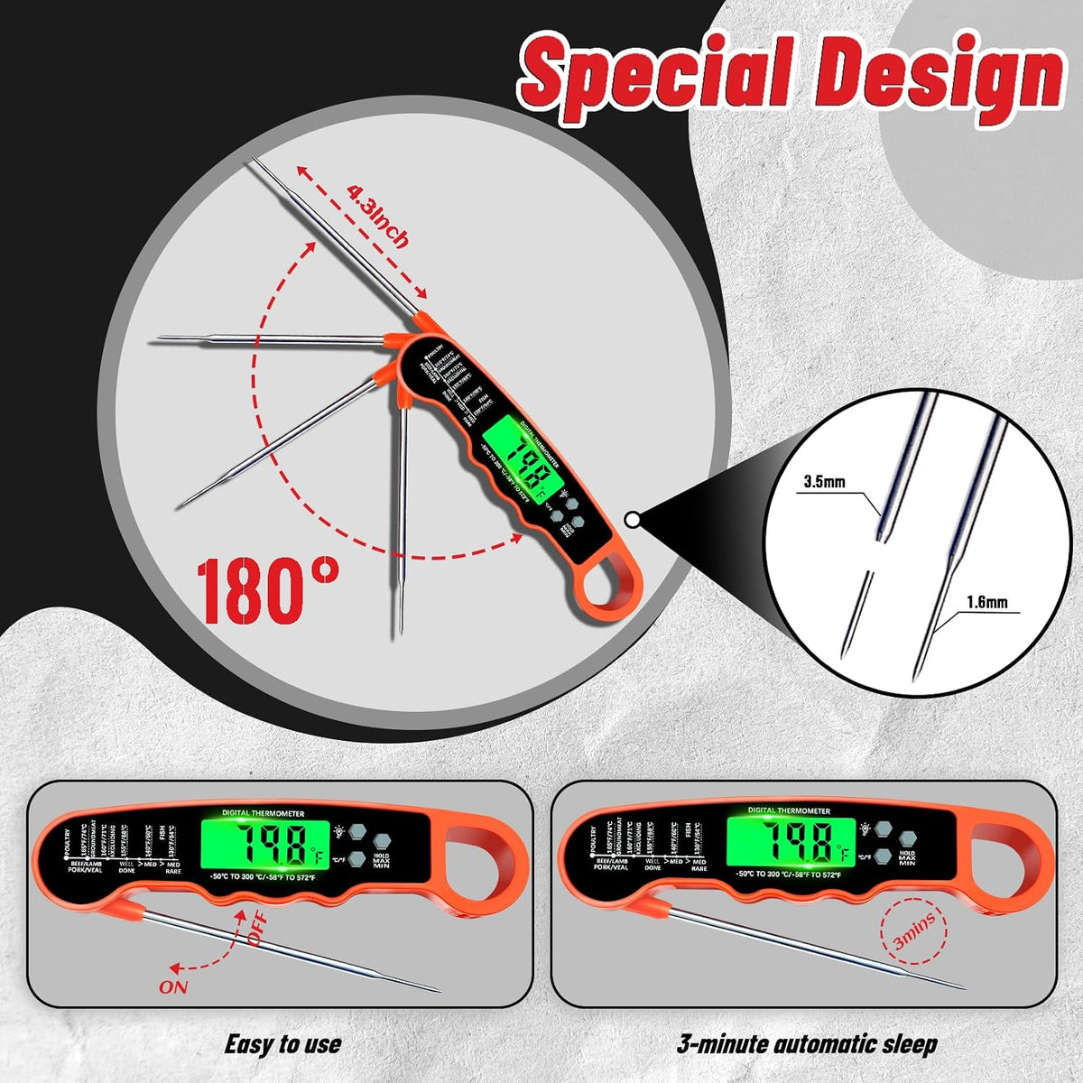 Meat Thermometer Digital, Instant Read Digital Meat Thermometer