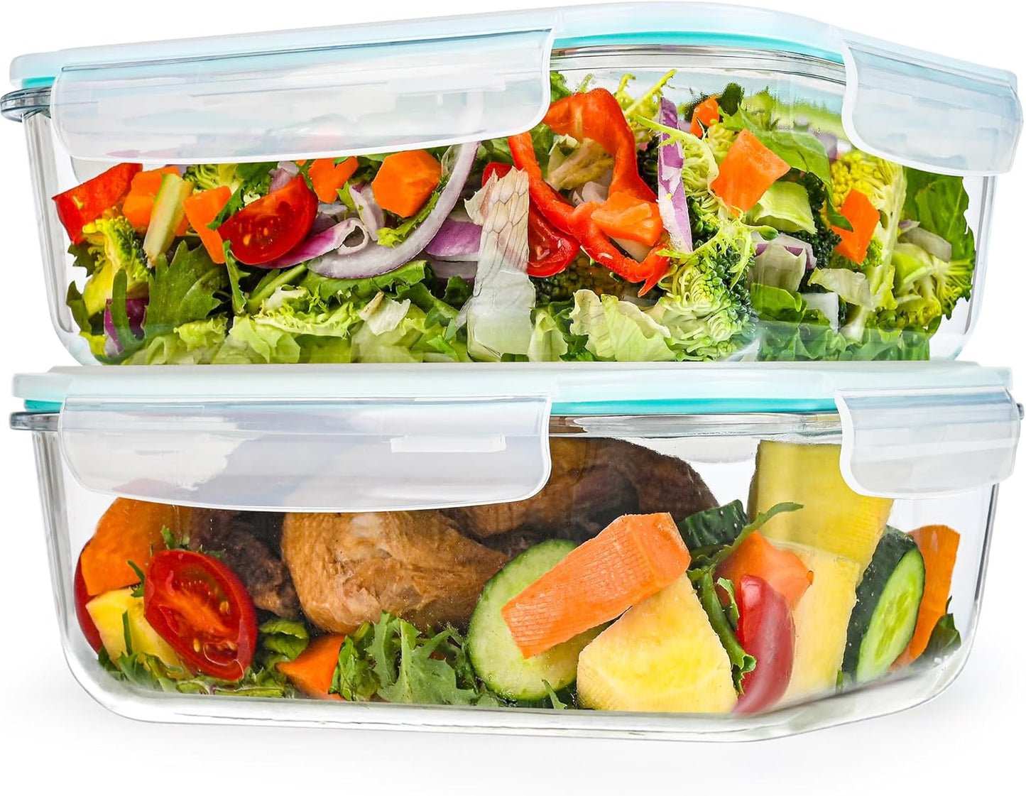 GEHE 9.8 Cup / 78 Oz Large Glass Food Storage Containers with Lids, 2 Pack Glass Meal Prep Containers Set with Airtight Locking Lids - Storing Food, Baking, Leakproof, Freezer, Microwave & Oven Safe
