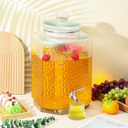 3 Pack 5 Gallon Glass Water Drink Dispenser for Party, Hammered Glass Beverage Dispenser, Water Jug Container with Stainless Steel Spigot for Parties, Weddings, Catering, Lemonade, Iced Tea