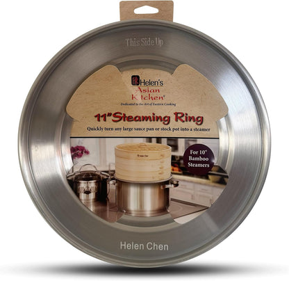 Helen's Asian Kitchen 10-Inch Bamboo Food Steamer and Steaming Ring