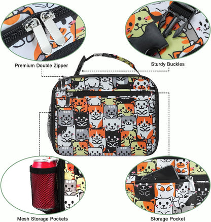 Kids Lunch Box for Boys Girls Lunch Bag Insulated Durable Lunchbox Children Lunch Tote Bag for School Black