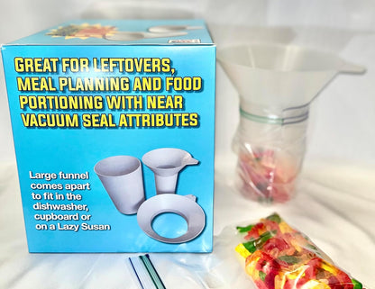 Best Food Transfer Tool for Easy Bagging and Storage, Quart and Gallon Size (White)