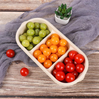 disposable bowls 18 oz 3 compartments with lids Plant Fiber 50 Pack
