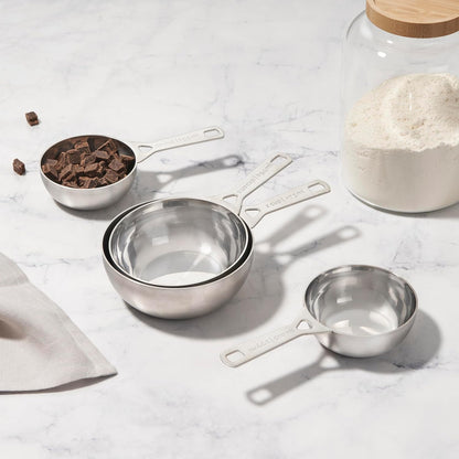Le Creuset Stainless Steel Batch-Baking Measuring Cups, Set of 4 | Set includes: 2/3, 3/4, 1.5 and 2 cups