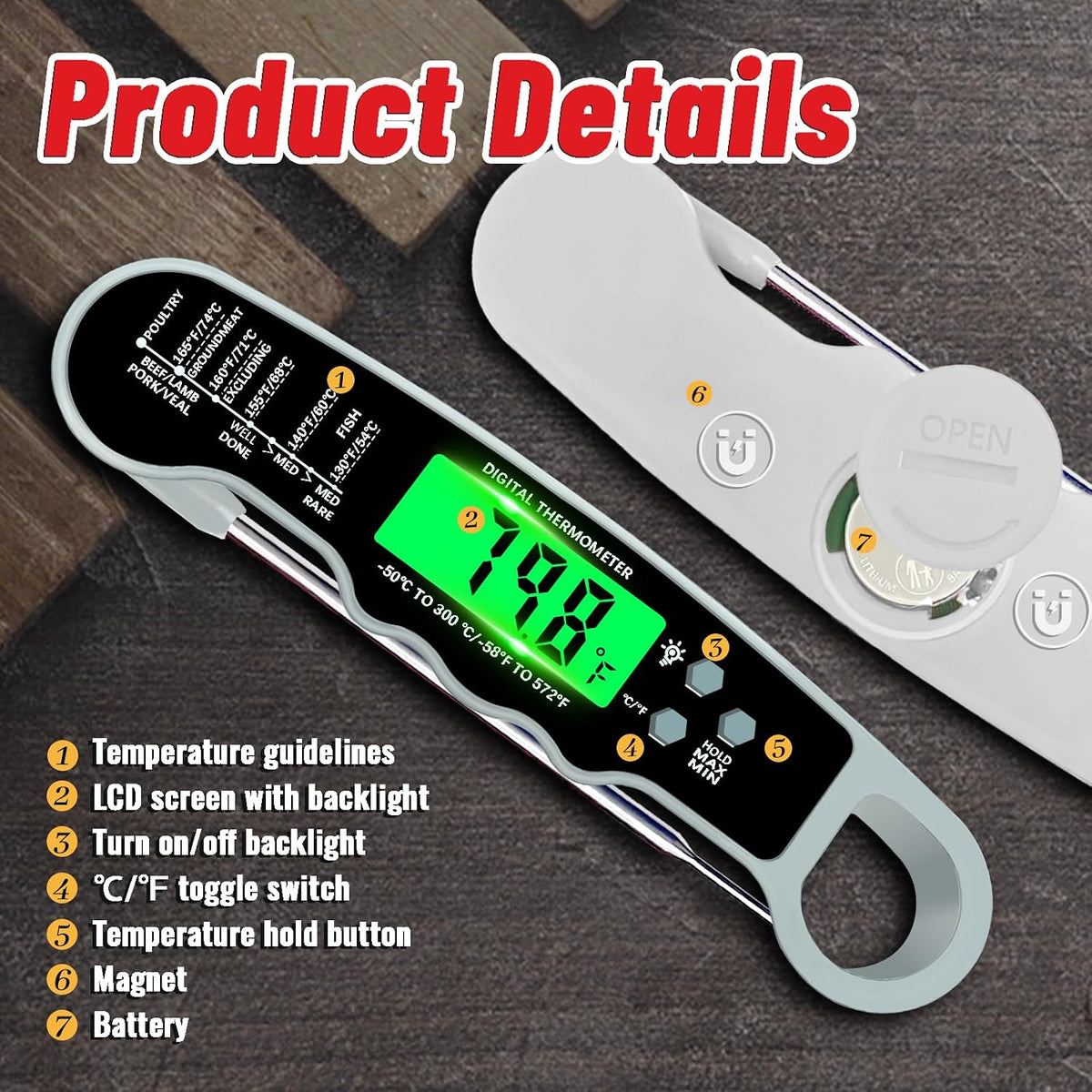 Meat Thermometer Digital, Instant Read Digital Meat Thermometer