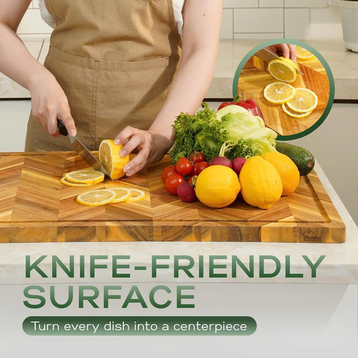 Solid Acacia Wood 20"x15" Large Cutting Board Butcher Block