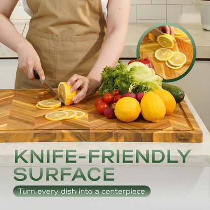Solid Acacia Wood 20"x15" Large Cutting Board Butcher Block