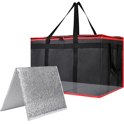 Bodaon Insulated Food Delivery Bag, XXXL Pizza Delivery Bags for Hot and Cold Food, Commercial, Large Capacity Reusable Warming Bag, Catering Cooler Bag for Rideshare, Warmers for Parties (Black, 1Pk)